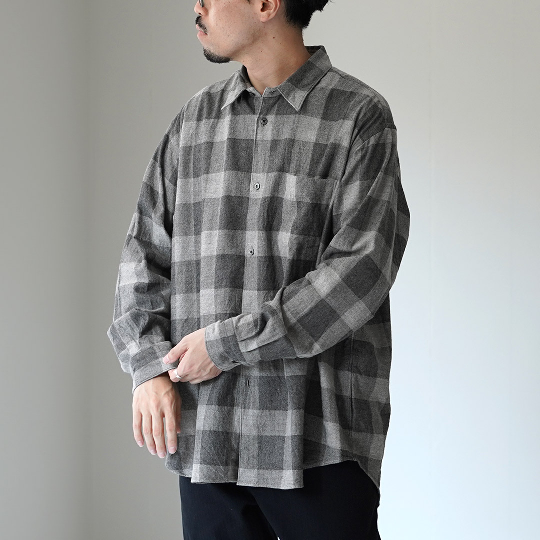 FUJITO（フジト） コットン ヤク ブロックチェック ビッグサイズシャツ / メンズ レギュラーカラー 柄シャツ オーバーサイズ | FUJITO | 01