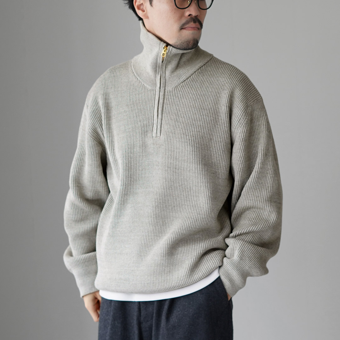 UNDYED（アンダイド） あぜ編み ハーフジップニット オーガニックコットン / メンズ 長袖 ハイネック | UNDYED | 02