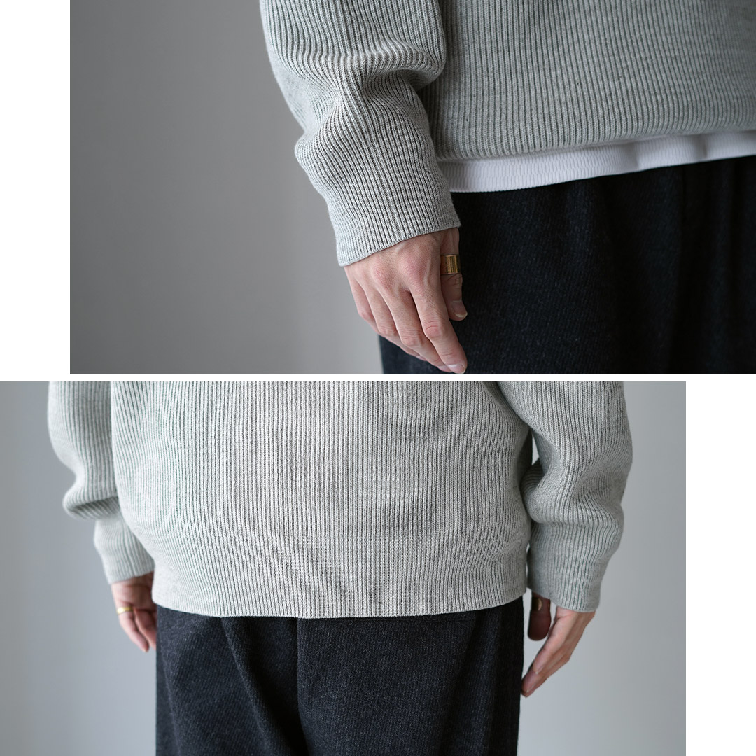 UNDYED（アンダイド） あぜ編み ハーフジップニット オーガニック