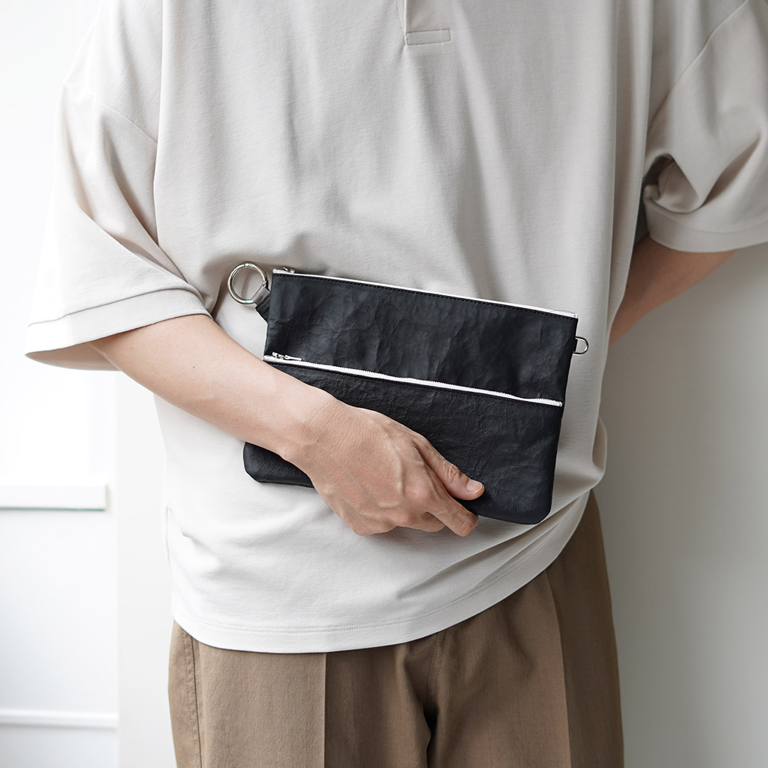 SENTI（センティ） ダイニーマレザー ダブルジップ ポーチ LL / メンズ