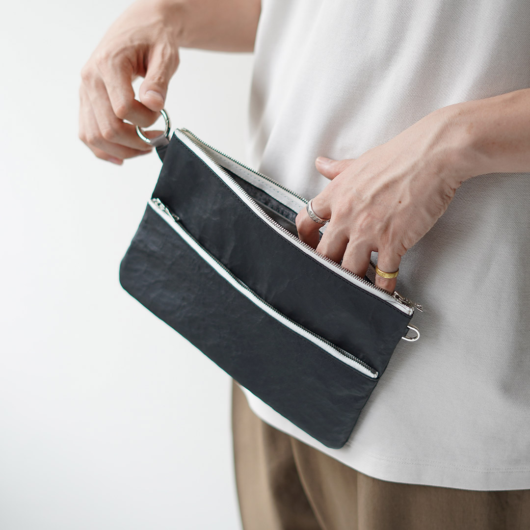 SENTI（センティ） ダイニーマレザー ダブルジップ ポーチ LL / メンズ