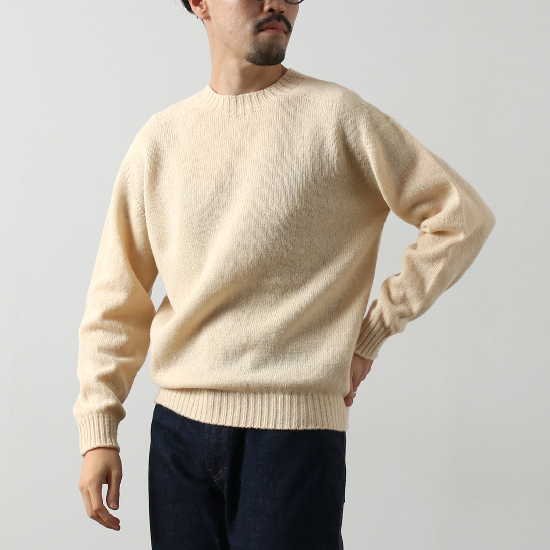 RINASCENTE（リナシェンテ） シェットランドウール シームレス クルーネックニット / メンズ 長袖 ニット 日本製 | Rinascente | 01