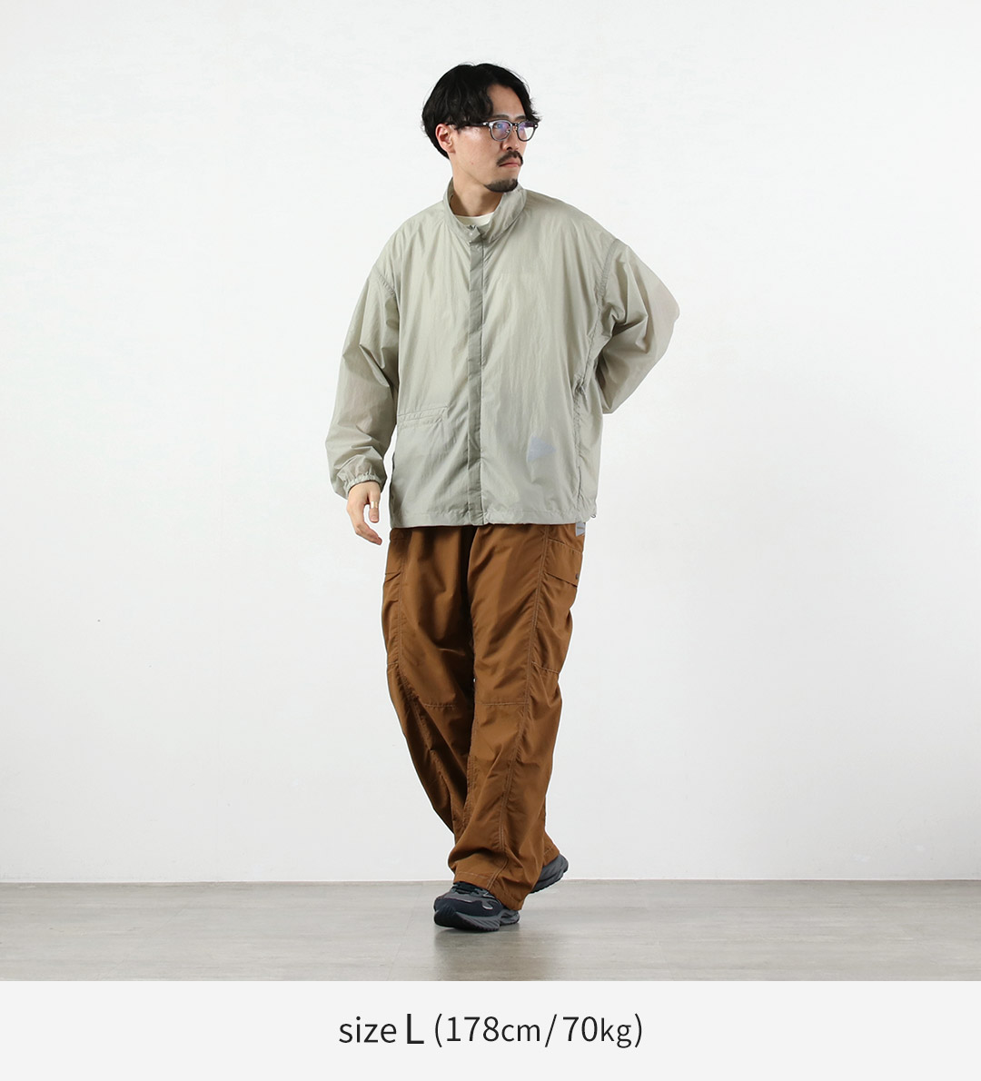 and wander（アンドワンダー） オーバーサイズ リップ ジャケット M