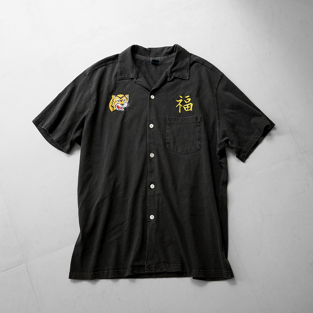 【極美品】GOOD ON 虎・福刺繍 半袖オープンカラーシャツ 和柄 完売品 L GOOD ON（グッドオン） 虎福刺繍 オープンカラーシャツ / メンズ