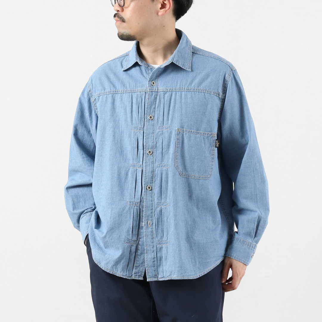 GOHEMP（ゴーヘンプ） プリーツワークシャツ ヘンプコットンシャンブレー 麻 / メンズ 長袖 | GOHEMP | 01