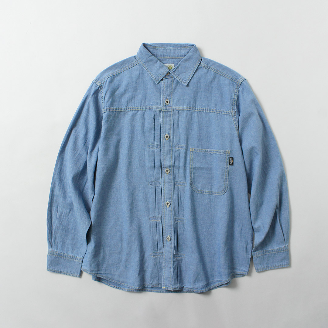 GOHEMP（ゴーヘンプ） プリーツワークシャツ ヘンプコットンシャンブレー 麻 / メンズ 長袖 | GOHEMP | 02