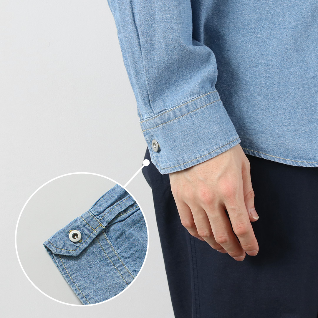 GOHEMP（ゴーヘンプ） プリーツワークシャツ ヘンプコットンシャンブレー 麻 / メンズ 長袖 | GOHEMP | 11