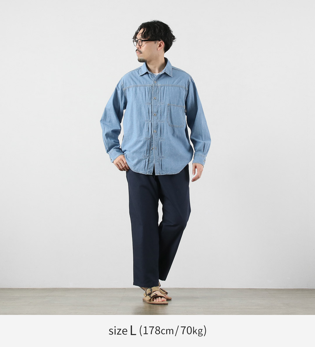 GOHEMP（ゴーヘンプ） プリーツワークシャツ ヘンプコットンシャンブレー 麻 / メンズ 長袖 | GOHEMP | 03