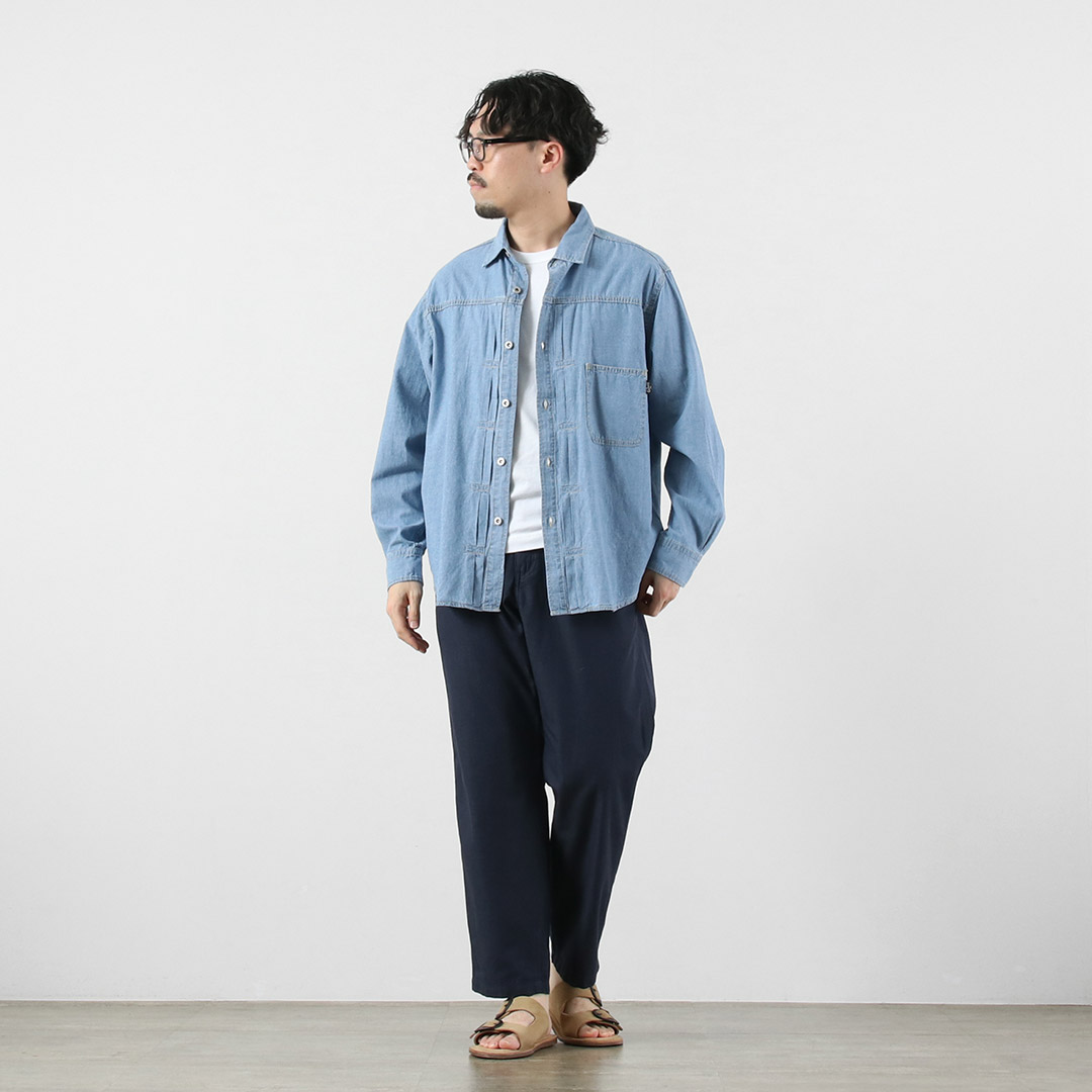 GOHEMP（ゴーヘンプ） プリーツワークシャツ ヘンプコットンシャンブレー 麻 / メンズ 長袖 | GOHEMP | 04