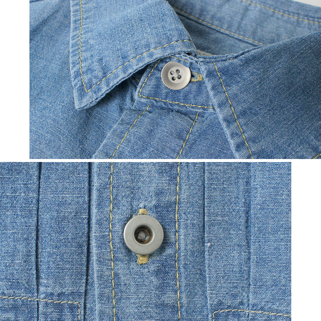 GOHEMP（ゴーヘンプ） プリーツワークシャツ ヘンプコットンシャンブレー 麻 / メンズ 長袖 | GOHEMP | 08