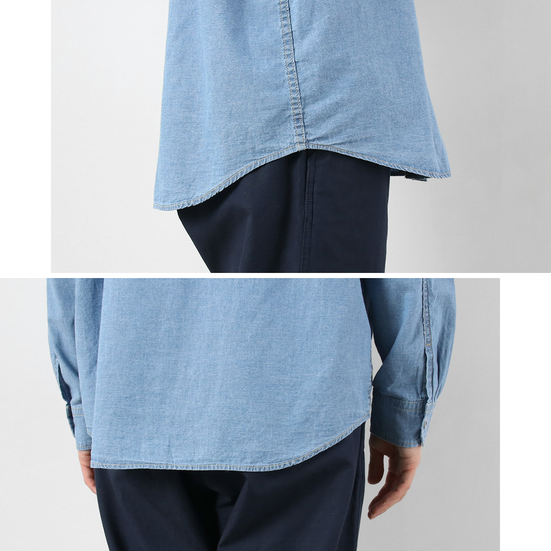 GOHEMP（ゴーヘンプ） プリーツワークシャツ ヘンプコットンシャンブレー 麻 / メンズ 長袖 | GOHEMP | 10