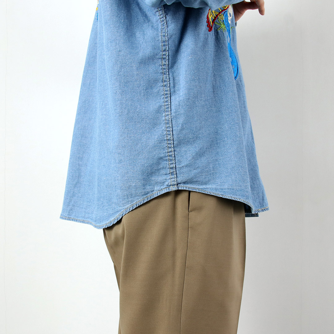 GOHEMP（ゴーヘンプ） 刺繍 プリーツワークシャツ ヘンプコットンシャンブレー / メンズ 長袖 吸湿 速乾 |  | 10