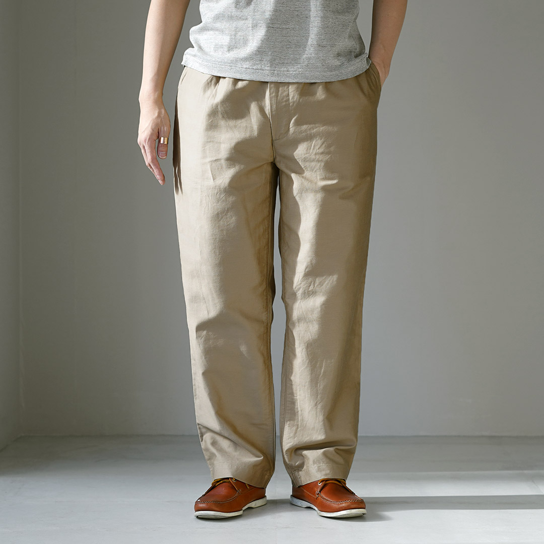 FOB FACTORY（FOBファクトリー） 別注 コットンリネンモールスキン トラックパンツ / メンズ イージーパンツ 日本製 | FOB FACTORY | 01