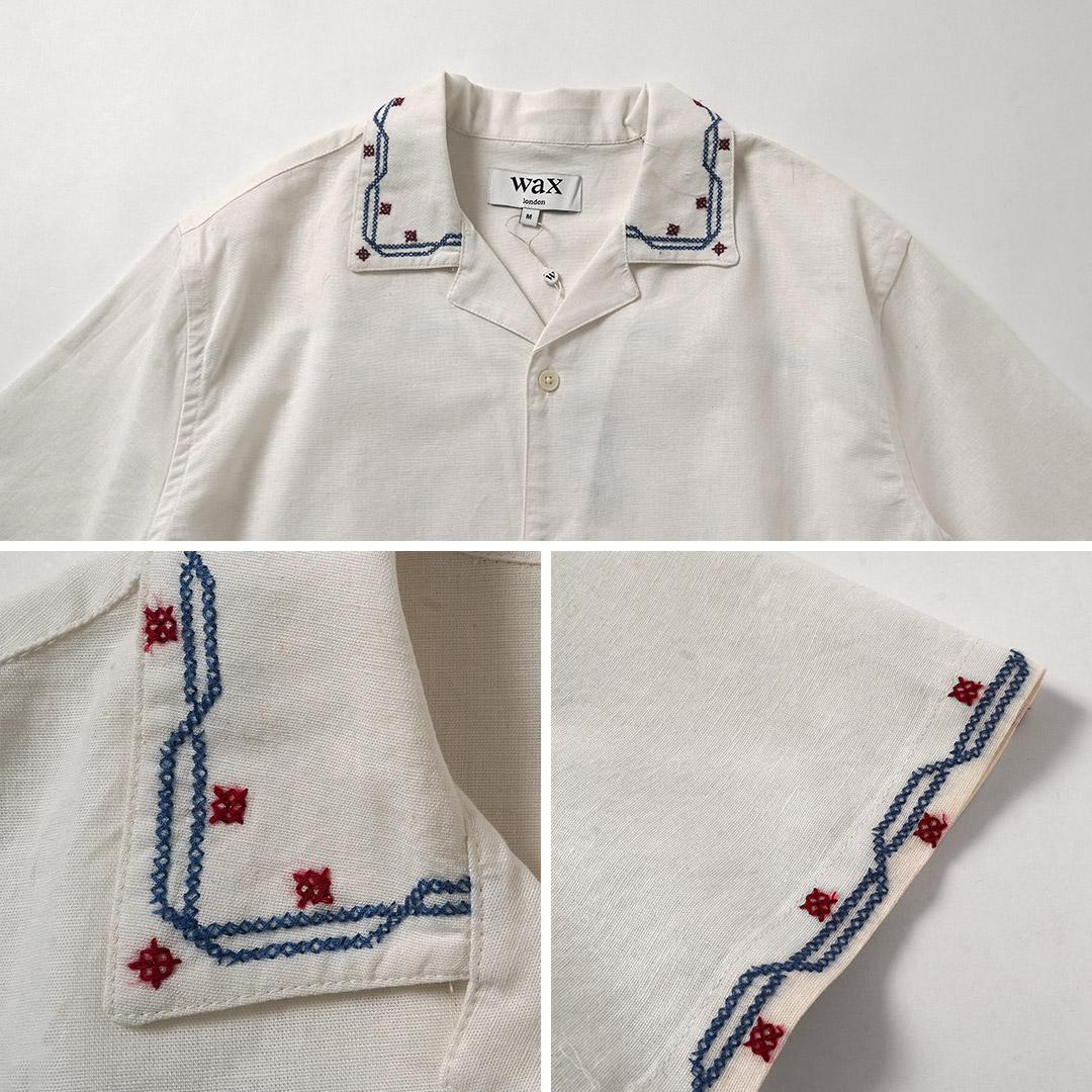 WAX LONDON（ワックスロンドン） ディドコット ショートスリーブシャツ 刺繍 / 半袖 メンズ 麻 | WAX LONDON | 16