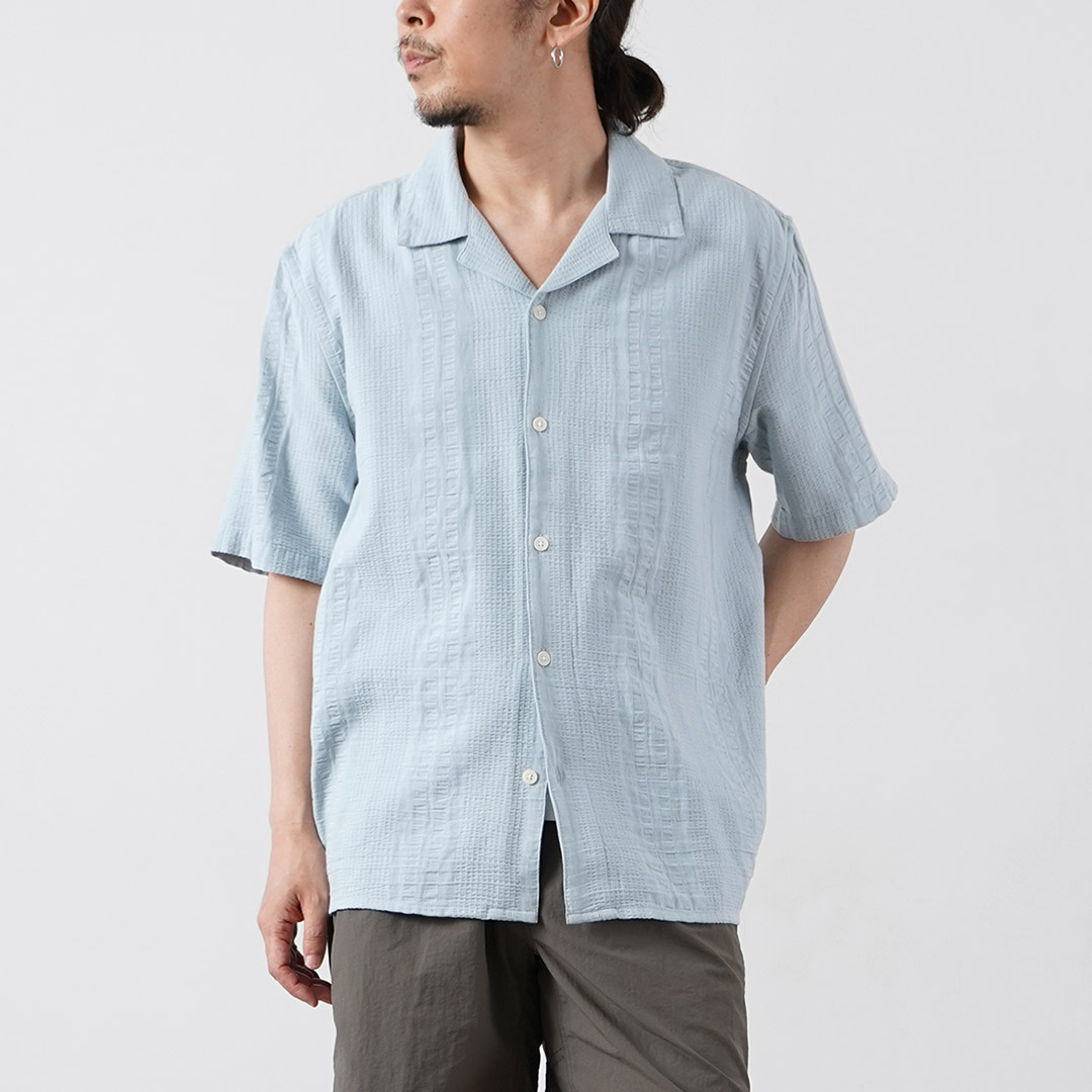WAX LONDON（ワックスロンドン） ディドコット ショートスリーブシャツ ダブルウェーブ グリッド / メンズ 半袖 | WAX LONDON | 01