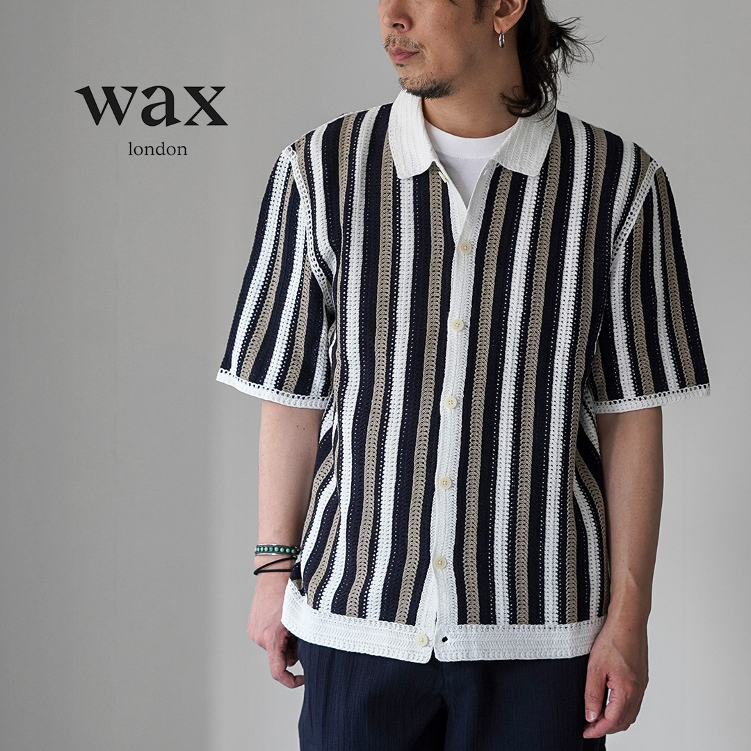 WAX LONDON（ワックスロンドン） ポルト ポロシャツ ストライプ クロシェ / メンズ サマーニット | WAX LONDON
