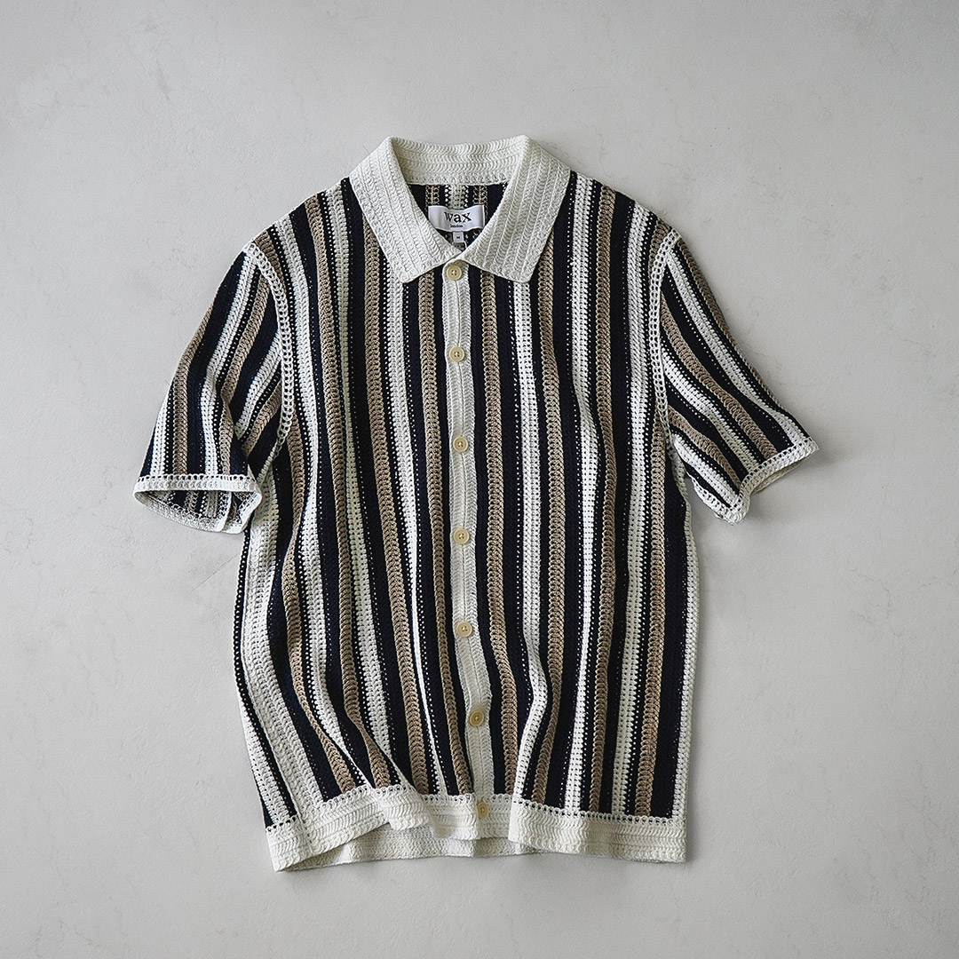 WAX LONDON（ワックスロンドン） ポルト ポロシャツ ストライプ クロシェ / メンズ サマーニット | WAX LONDON | 02