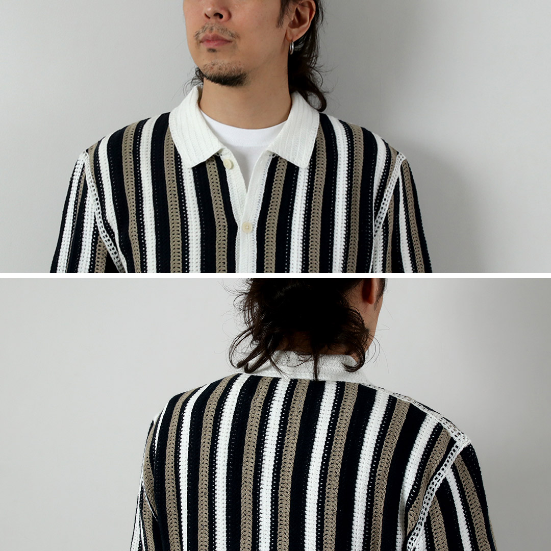 WAX LONDON（ワックスロンドン） ポルト ポロシャツ ストライプ クロシェ / メンズ サマーニット | WAX LONDON | 07