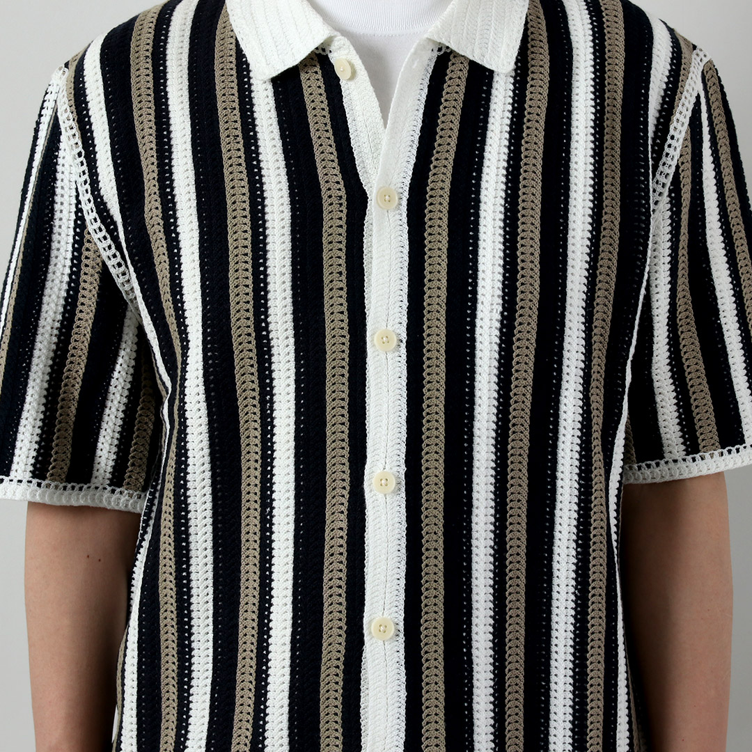 WAX LONDON（ワックスロンドン） ポルト ポロシャツ ストライプ クロシェ / メンズ サマーニット | WAX LONDON | 08