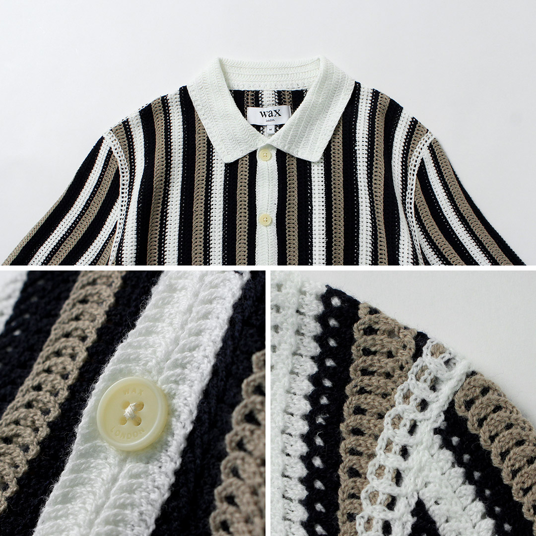 WAX LONDON（ワックスロンドン） ポルト ポロシャツ ストライプ クロシェ / メンズ サマーニット | WAX LONDON | 12