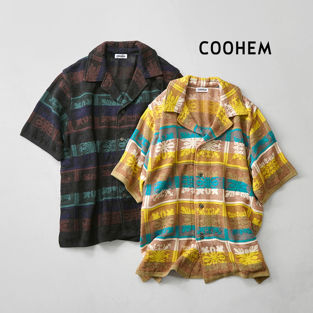 COOHEM（コーヘン） ハワイアンキルト ニットシャツ 日本製 / メンズ サマーニット 半袖 米冨 YONETOMI | Coohem