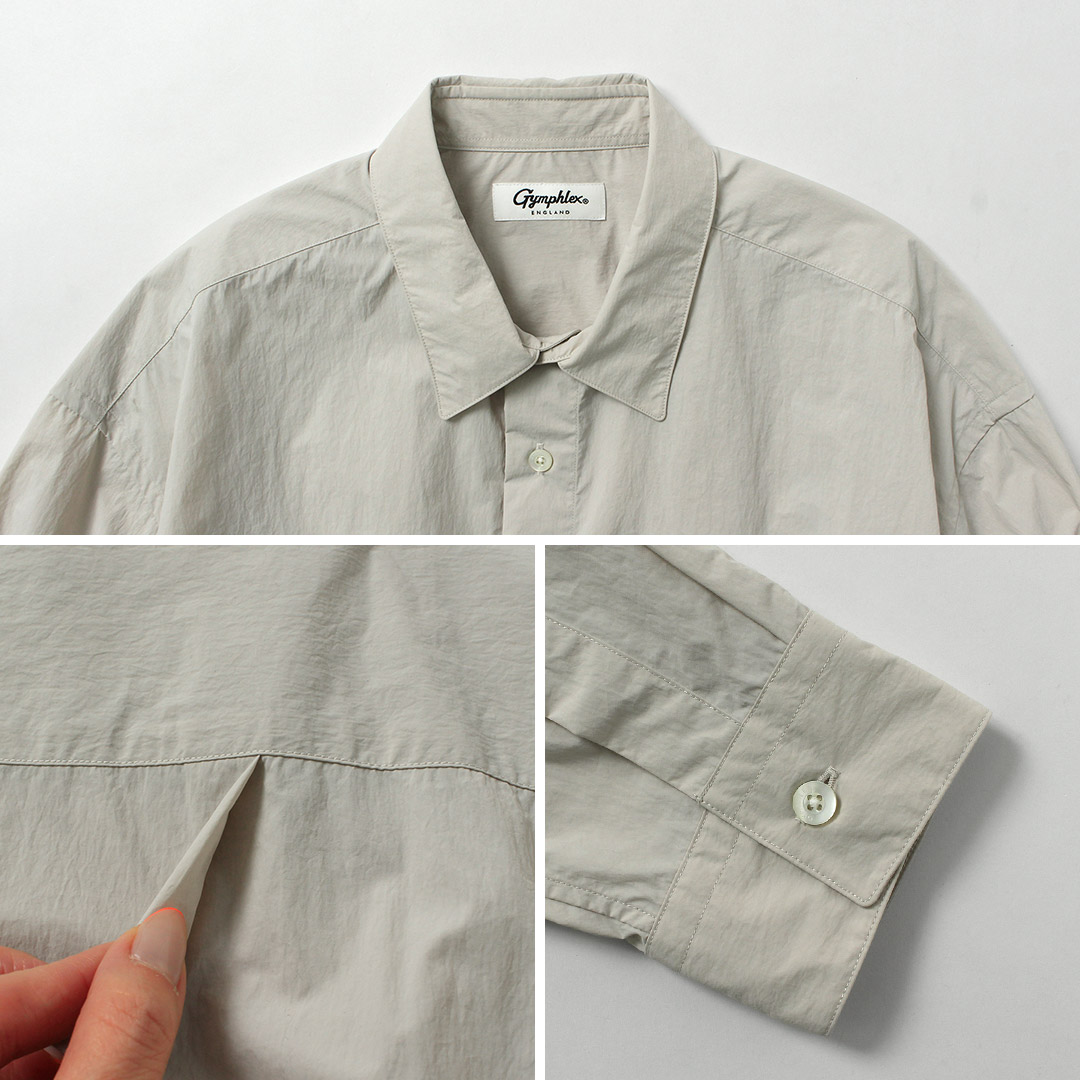 GYMPHLEX（ジムフレックス） ナイロンタスラン 長袖ギャザーシャツ / メンズ レギュラーカラー | GYMPHLEX | 14