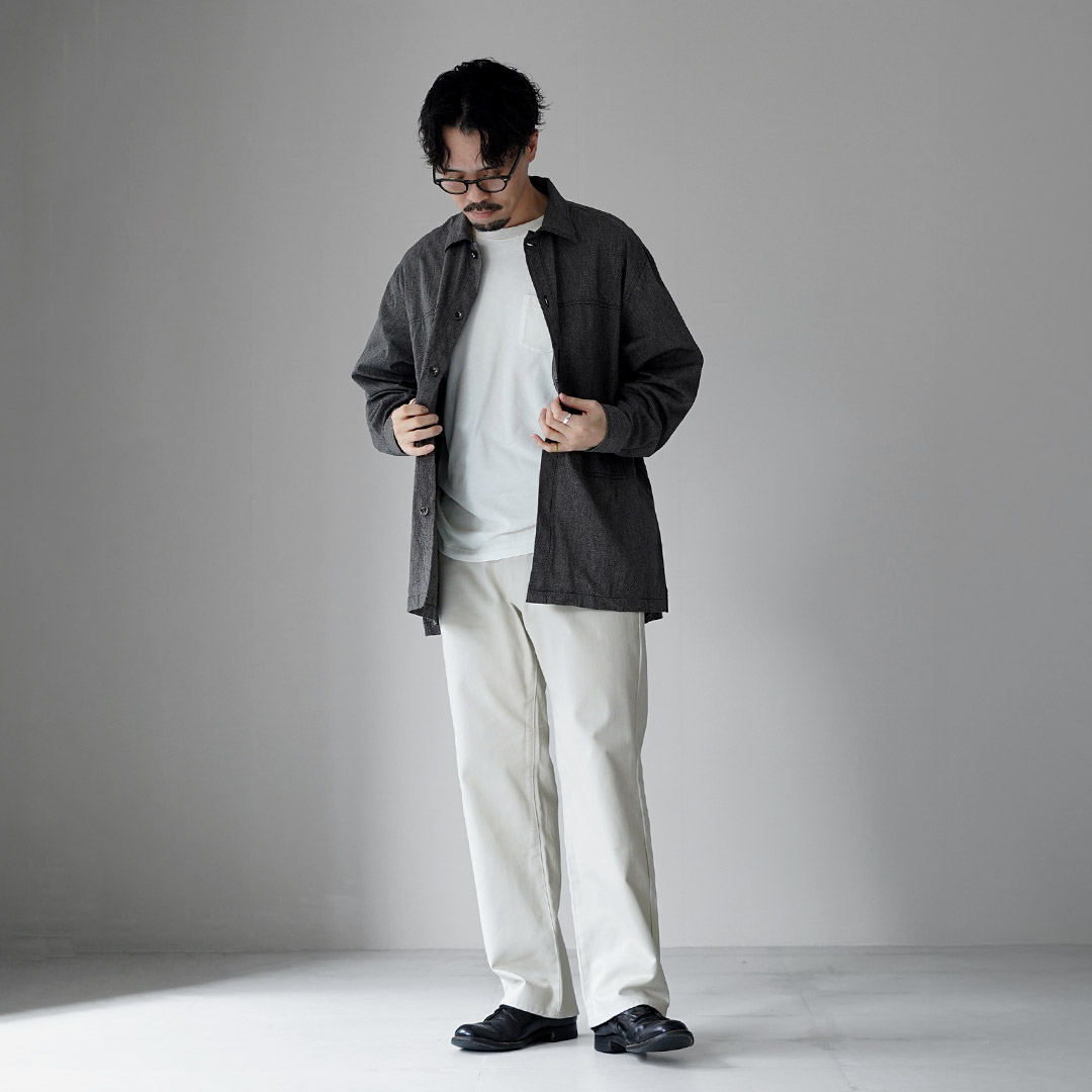FUJITO（フジト） アーミーシャツ 撚り杢セルビッチシャンブレー