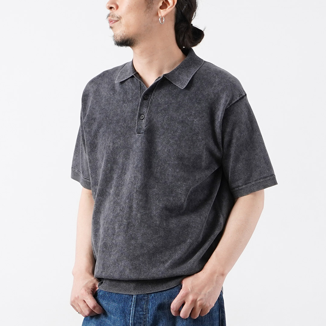 RYE TENDER（ライテンダー） オデッサ ピグメントダイ ニットポロシャツ / メンズ 半袖 | RYE TENDER | 03