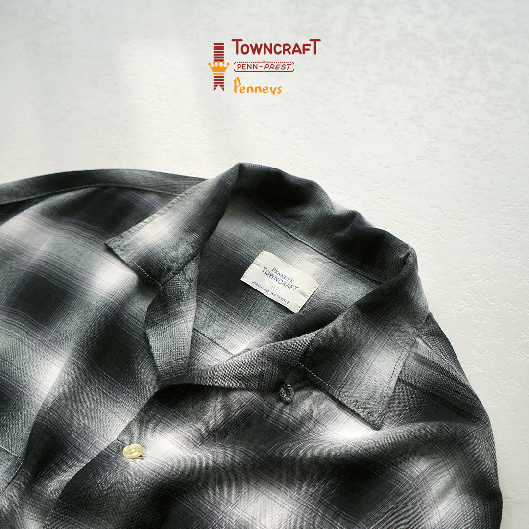 TOWNCRAFT（タウンクラフト） 60s オンブレー レーヨン ロングスリーブ