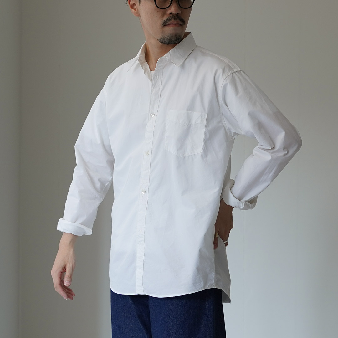 SHUTTLE NOTES（シャトルノーツ） 高密度ポプリン レギュラーカラーシャツ / メンズ シャツ 長袖 コットン 日本製 | shuttle notes | 01