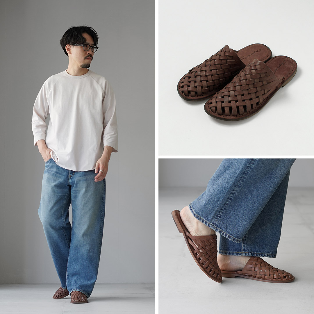 L'ANGOLO DEL CUOIO（ランゴロデルクオイオ） ウーブン レザースライドサンダル イタリア製 / メンズ | L' ANGOLO DEL CUOIO | 05