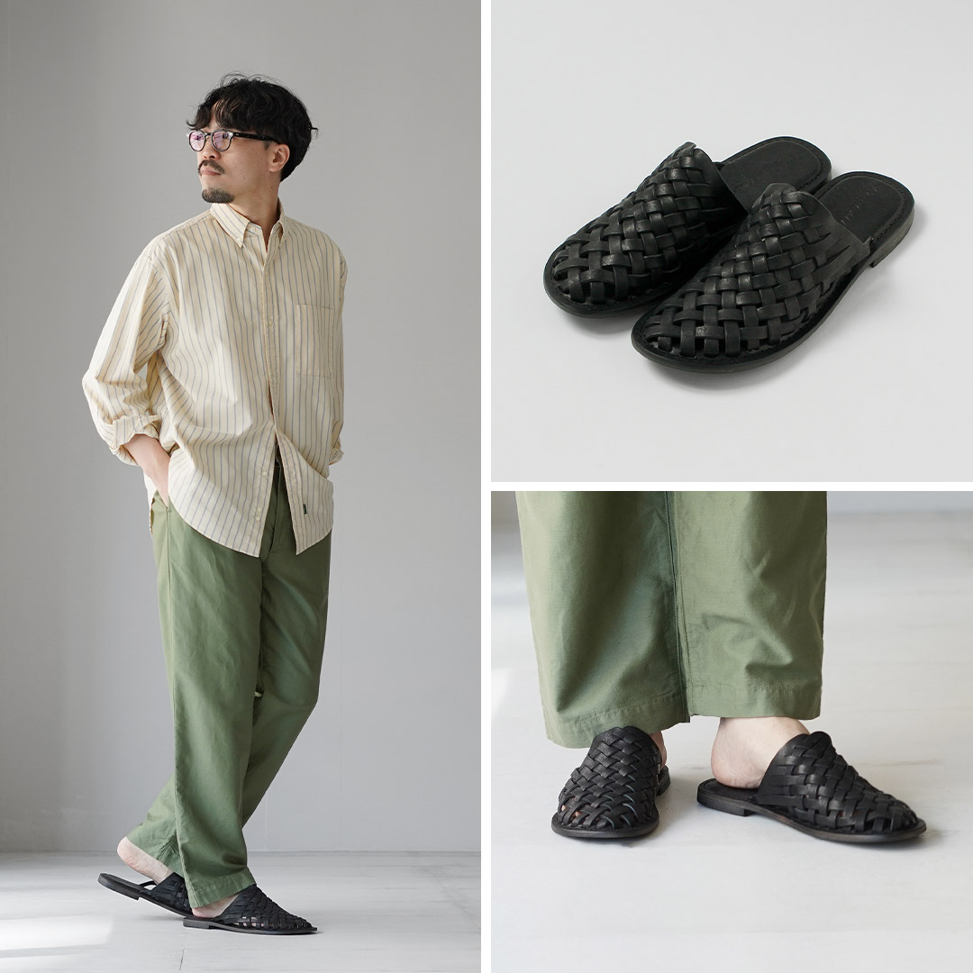 L'ANGOLO DEL CUOIO（ランゴロデルクオイオ） ウーブン レザースライドサンダル イタリア製 / メンズ | L' ANGOLO DEL CUOIO | 06