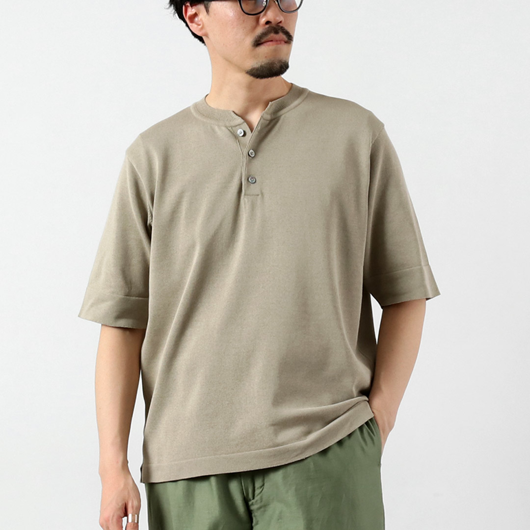 RINASCENTE（リナシェンテ） ハイブリッド ウォッシャブル ヘンリーネック ニットTシャツ 日本製 / メンズ 半袖 | Rinascente | 02