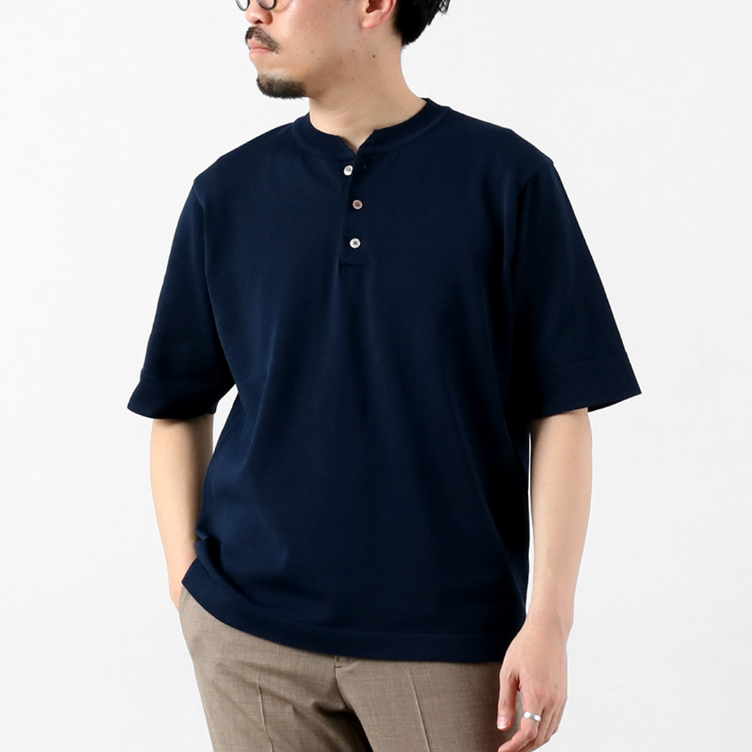 RINASCENTE（リナシェンテ） ハイブリッド ウォッシャブル ヘンリーネック ニットTシャツ 日本製 / メンズ 半袖 | Rinascente | 04