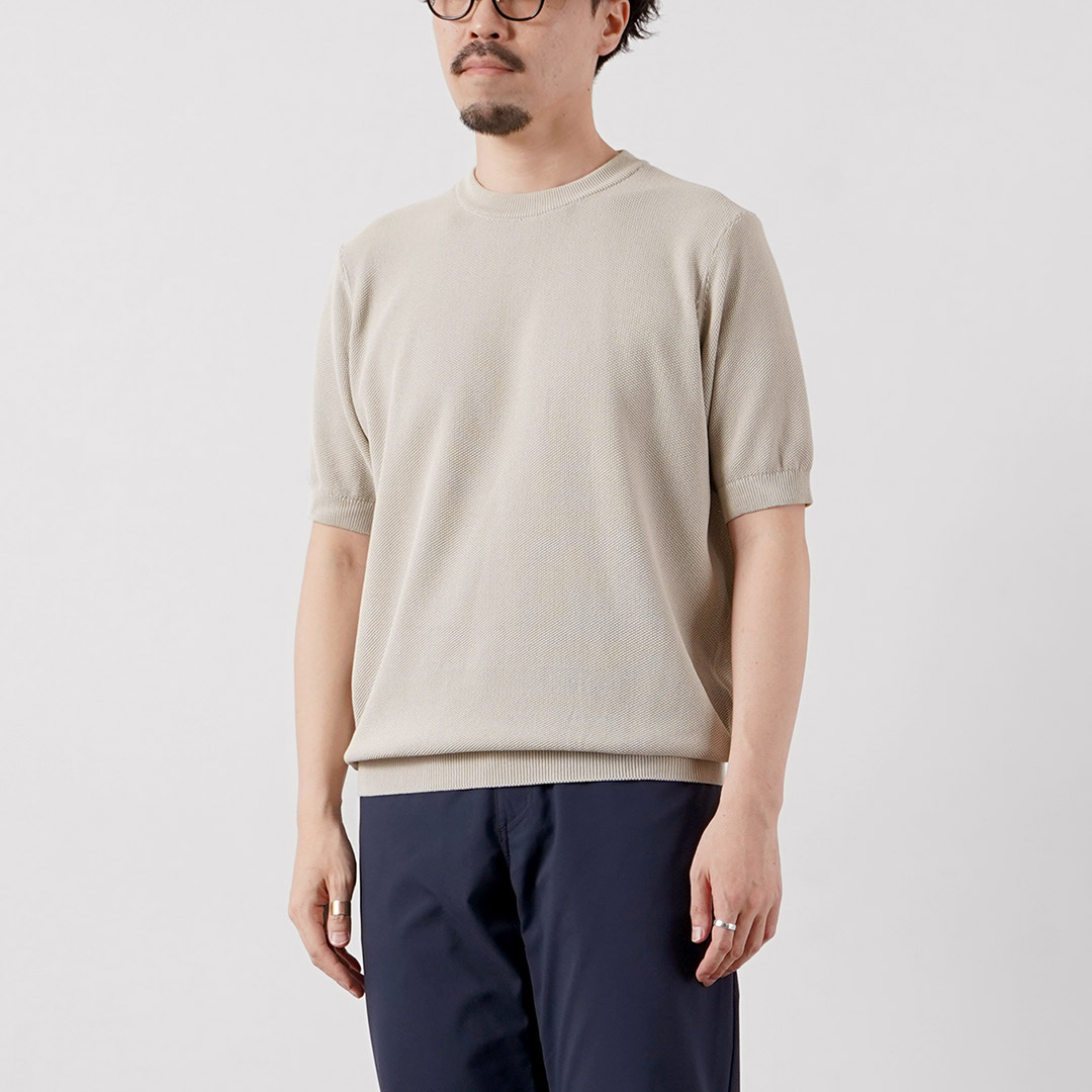 RINASCENTE（リナシェンテ） ハイブリッド ウォッシャブル 鹿の子クルーネック ニットTシャツ 日本製 / メンズ 半袖 サマーニット | Rinascente | 02