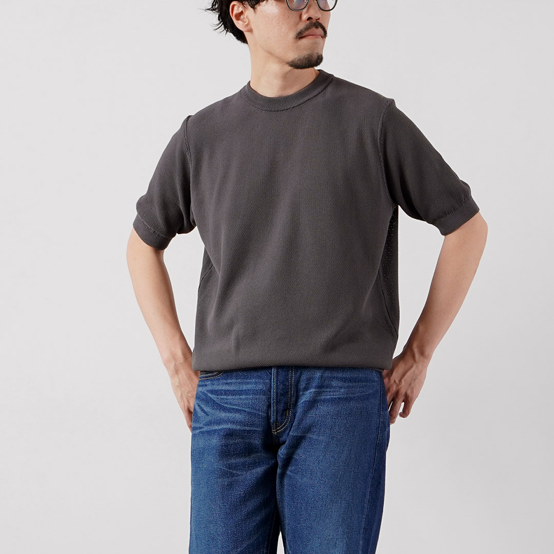 RINASCENTE（リナシェンテ） ハイブリッド ウォッシャブル 鹿の子クルーネック ニットTシャツ 日本製 / メンズ 半袖 サマーニット | Rinascente | 03