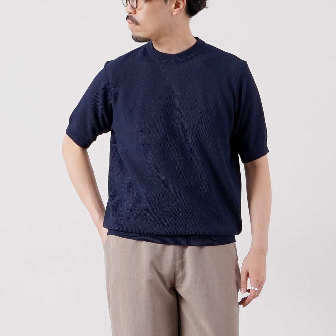 RINASCENTE（リナシェンテ） ハイブリッド ウォッシャブル 鹿の子クルーネック ニットTシャツ 日本製 / メンズ 半袖 サマーニット | Rinascente | 04