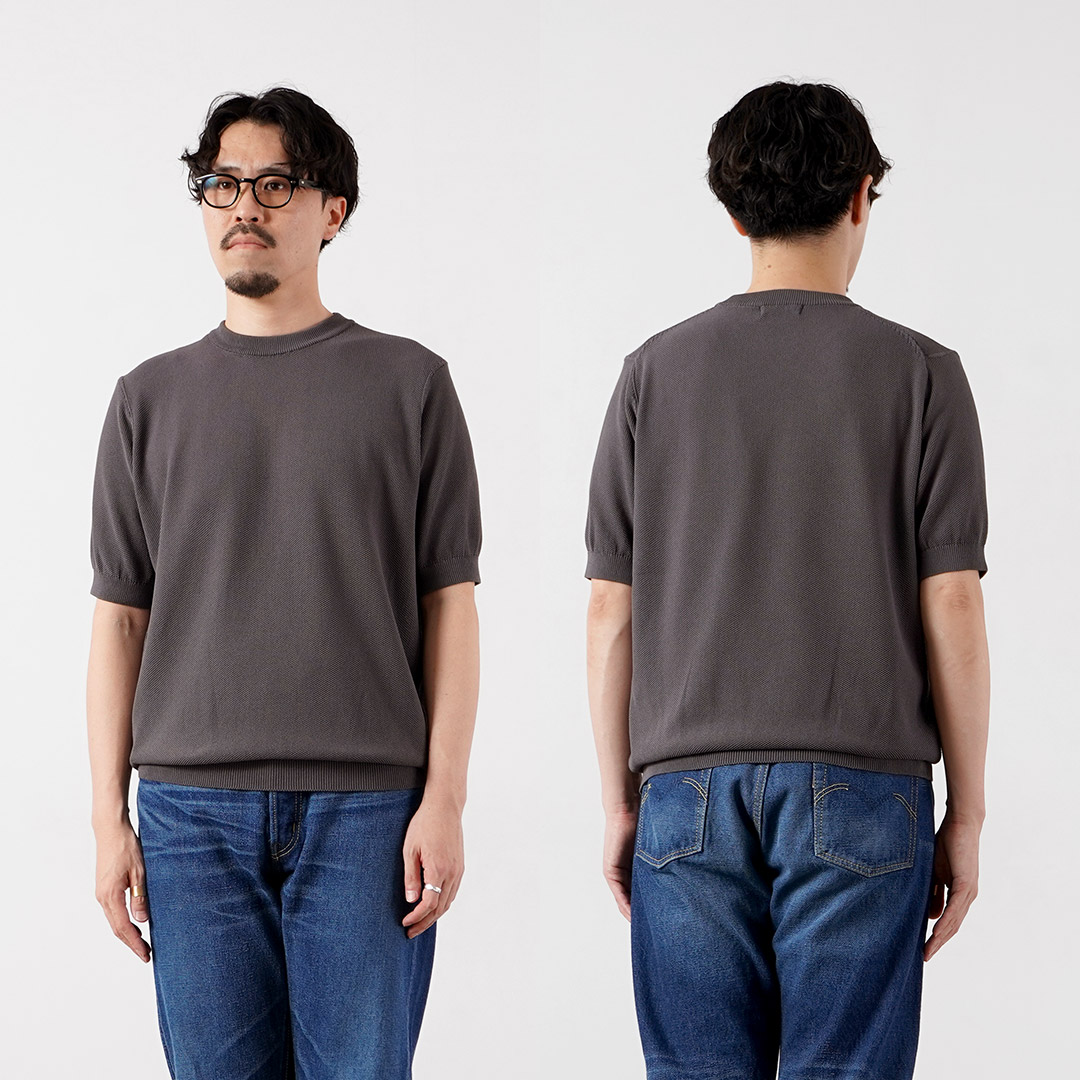 RINASCENTE（リナシェンテ） ハイブリッド ウォッシャブル 鹿の子クルーネック ニットTシャツ 日本製 / メンズ 半袖 サマーニット | Rinascente | 16