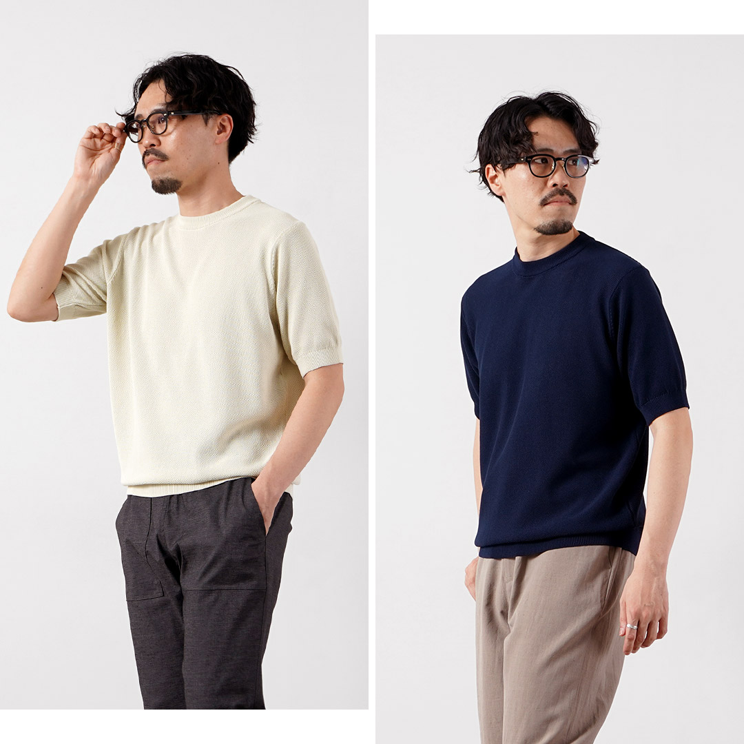 RINASCENTE（リナシェンテ） ハイブリッド ウォッシャブル 鹿の子クルーネック ニットTシャツ 日本製 / メンズ 半袖 サマーニット | Rinascente | 17
