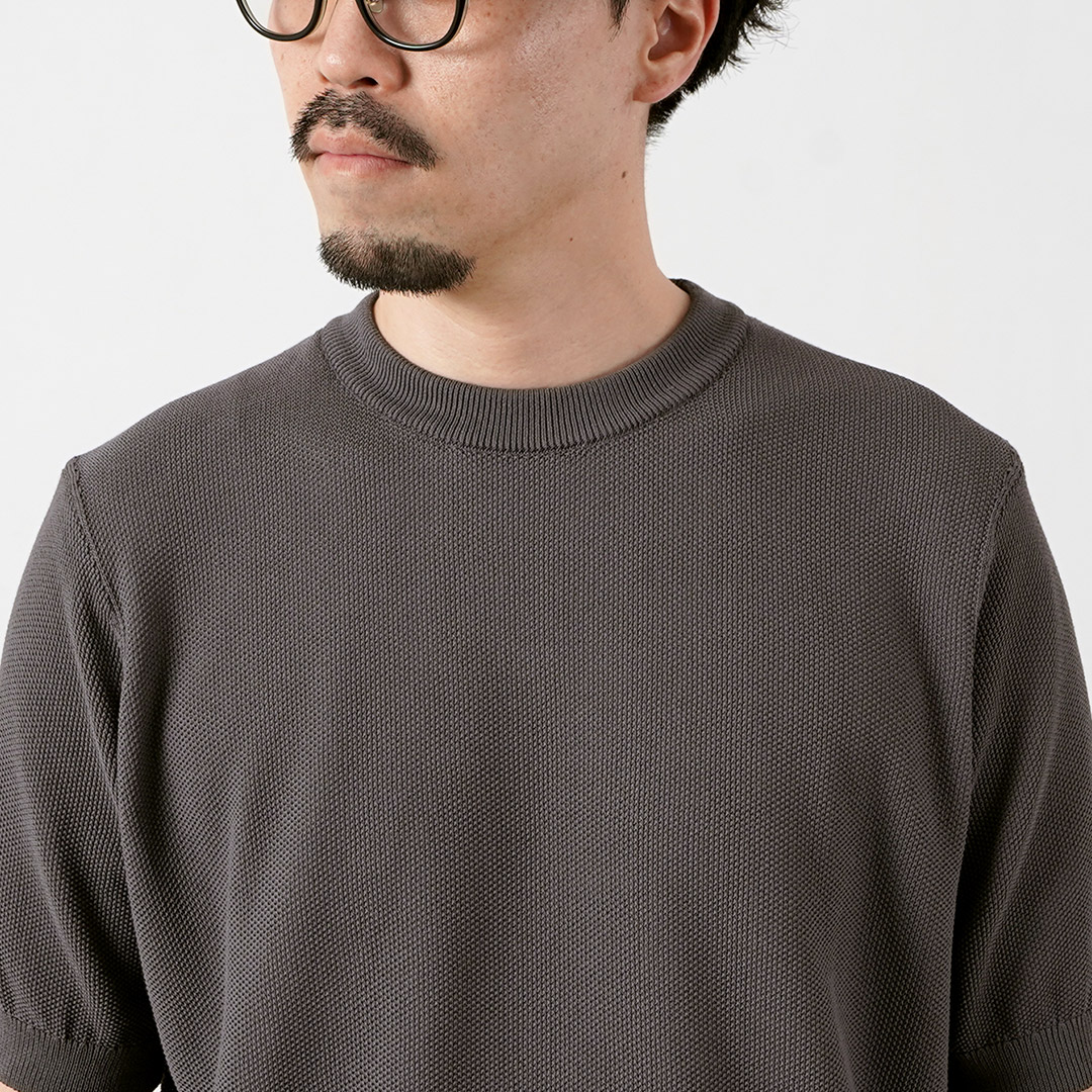 RINASCENTE（リナシェンテ） ハイブリッド ウォッシャブル 鹿の子クルーネック ニットTシャツ 日本製 / メンズ 半袖 サマーニット | Rinascente | 13