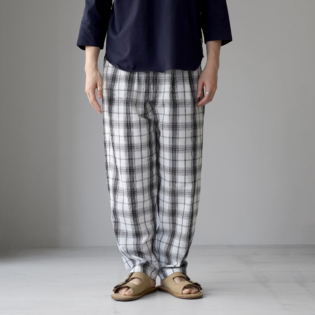 BURLAP OUTFITTER（バーラップアウトフィッター） シアサッカー チェック トラックパンツ / メンズ イージーパンツ |  | 01