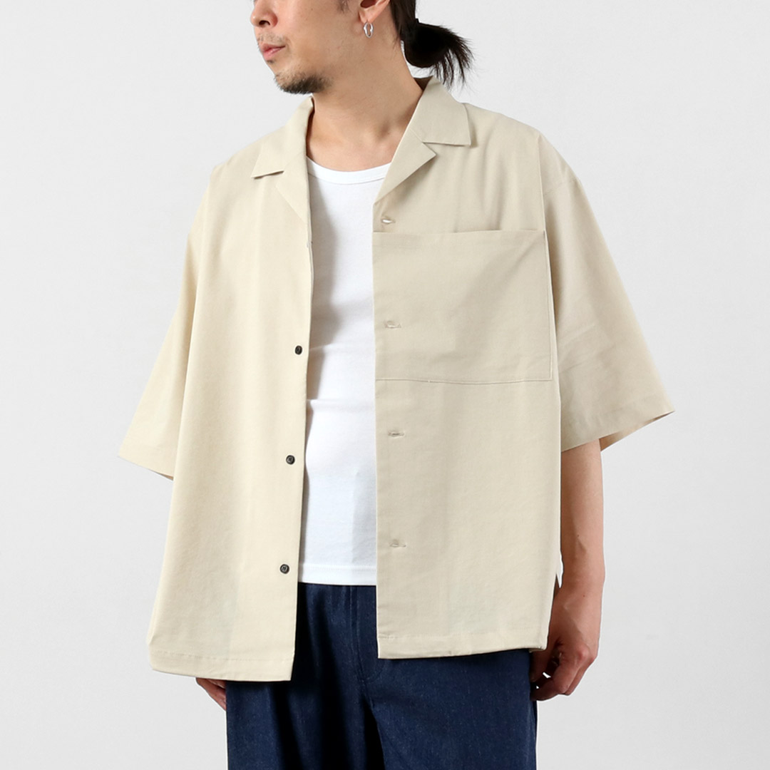 BASISBROEK（バージスブルック） ディーン リネン混ストレッチ オープンカラーシャツ 日本製 / メンズ 半袖シャツ |  | 01