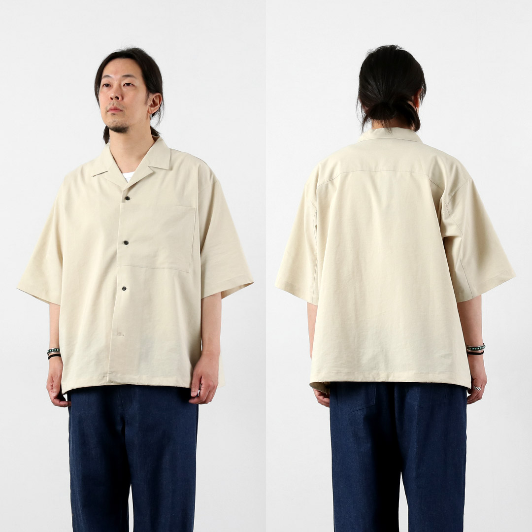 BASISBROEK（バージスブルック） ディーン リネン混ストレッチ オープンカラーシャツ 日本製 / メンズ 半袖シャツ |  | 14