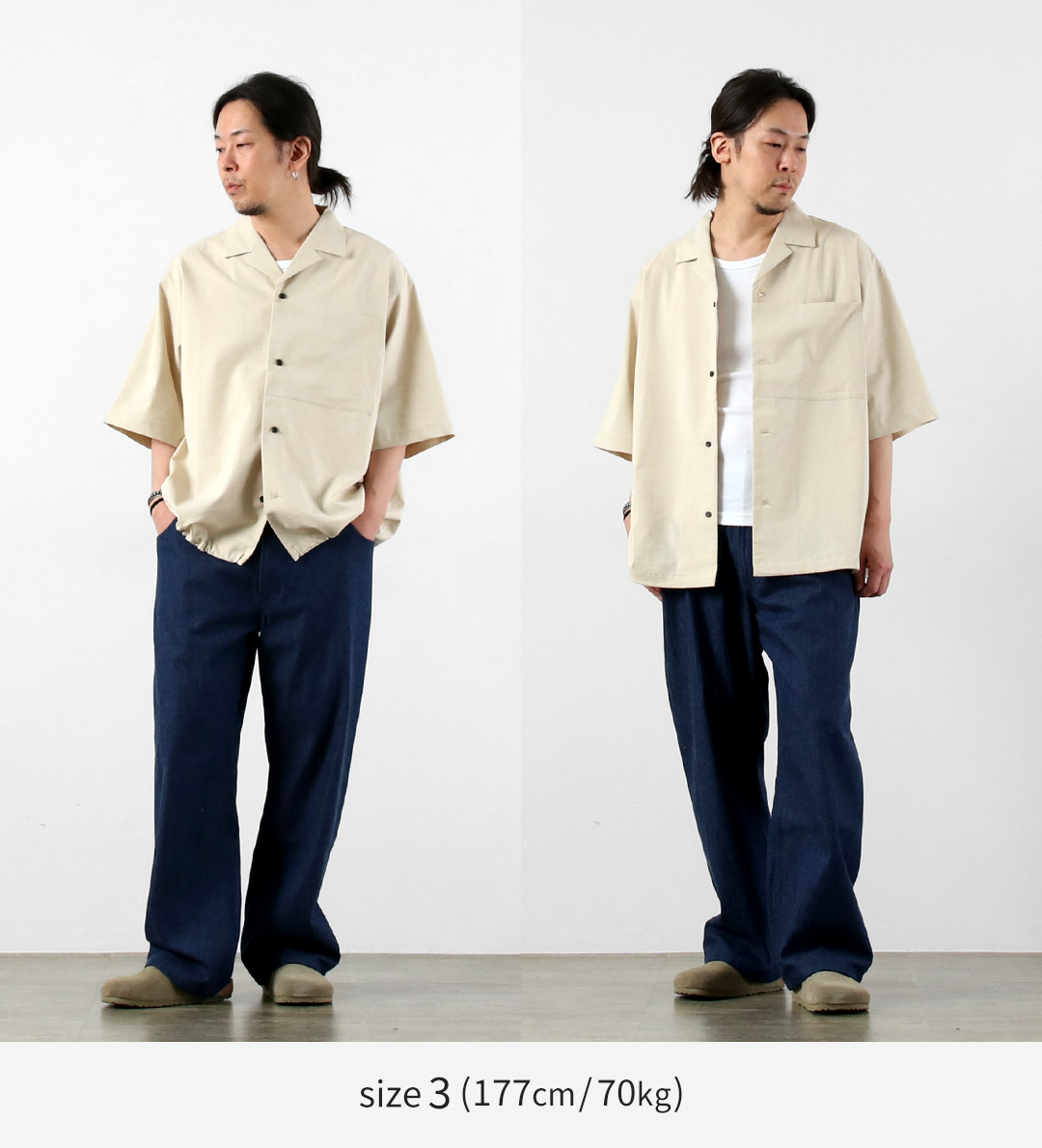 BASISBROEK（バージスブルック） ディーン リネン混ストレッチ オープンカラーシャツ 日本製 / メンズ 半袖シャツ |  | 05