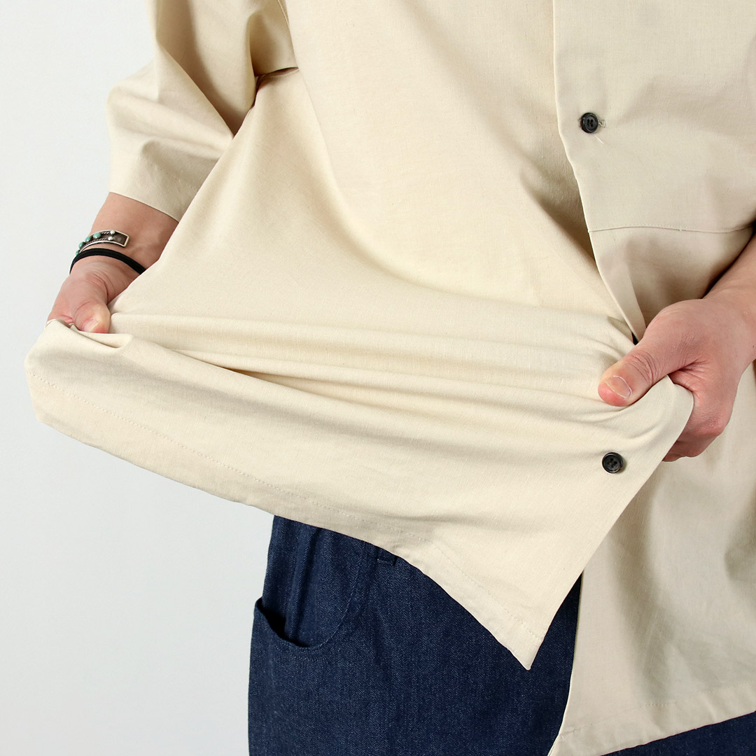 BASISBROEK（バージスブルック） ディーン リネン混ストレッチ オープンカラーシャツ 日本製 / メンズ 半袖シャツ |  | 08