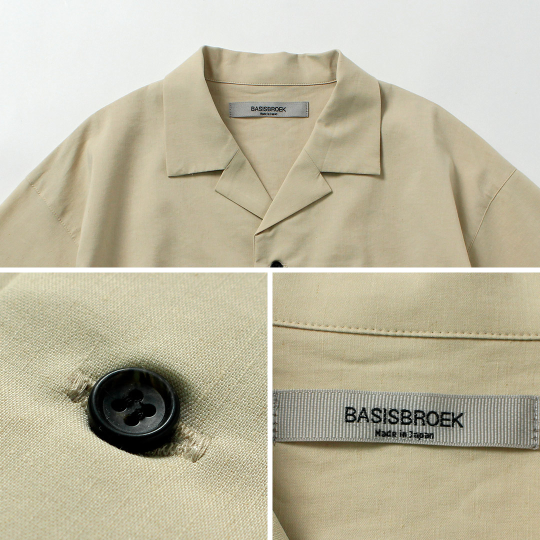 BASISBROEK（バージスブルック） ディーン リネン混ストレッチ オープンカラーシャツ 日本製 / メンズ 半袖シャツ |  | 17