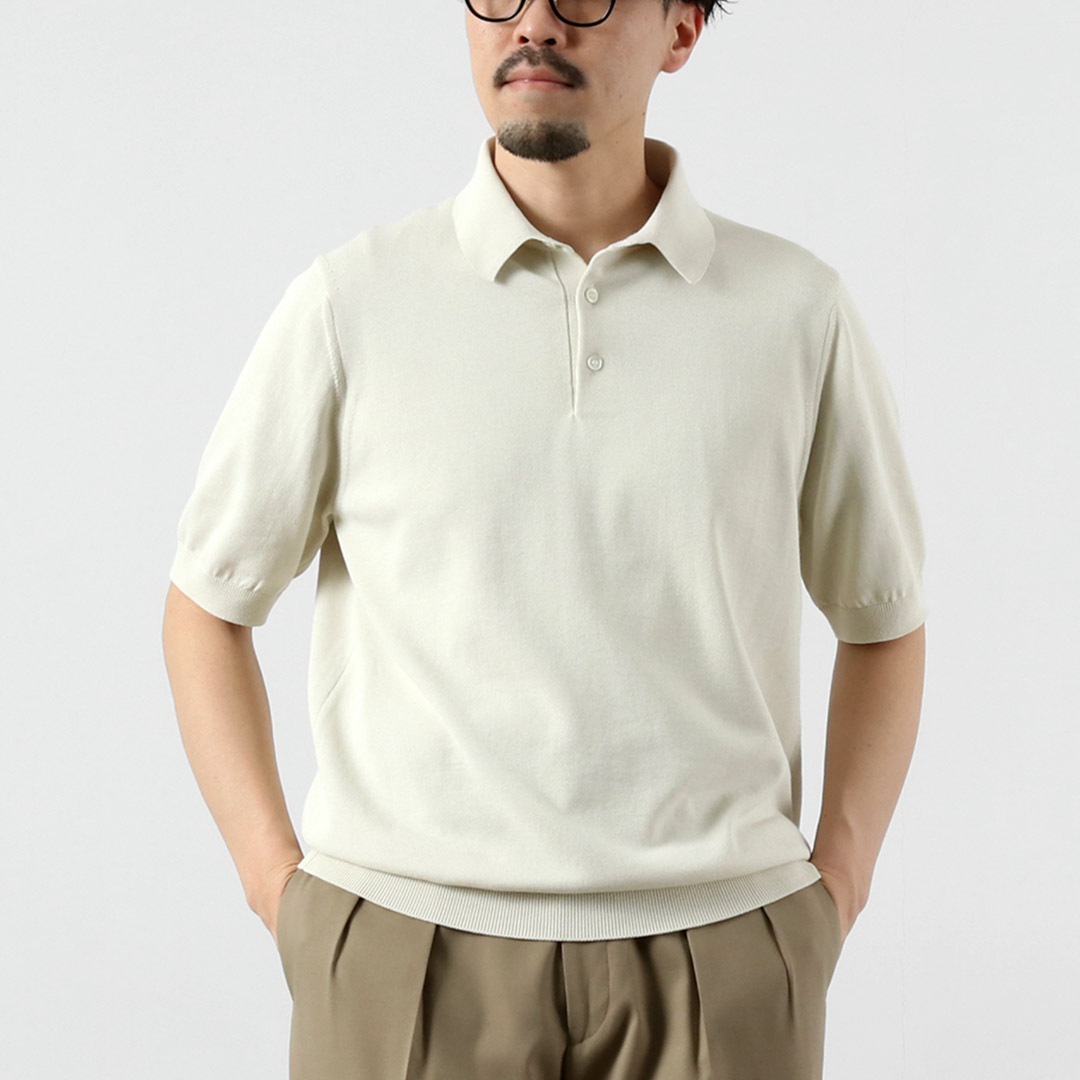 RINASCENTE（リナシェンテ） 別注 12G天竺 ハイブリッド ウォッシャブル ポロシャツ 日本製 / メンズ 半袖 ニット |  | 01