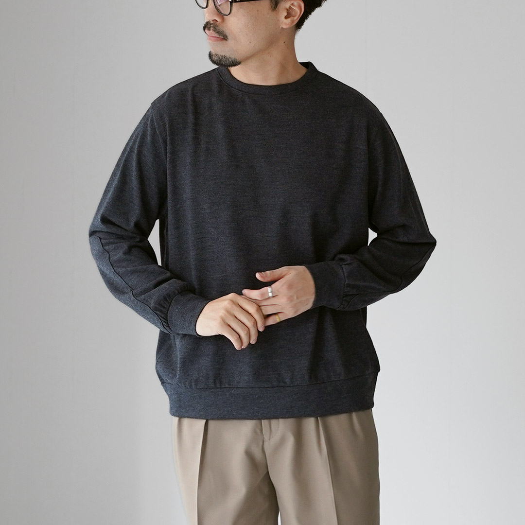 KEMA DESIGNS（ケマデザインズ） ウォッシャブルウール エルボーパッチ ニットTee / メンズ カットソー トップス 日本製 | kema designs | 01