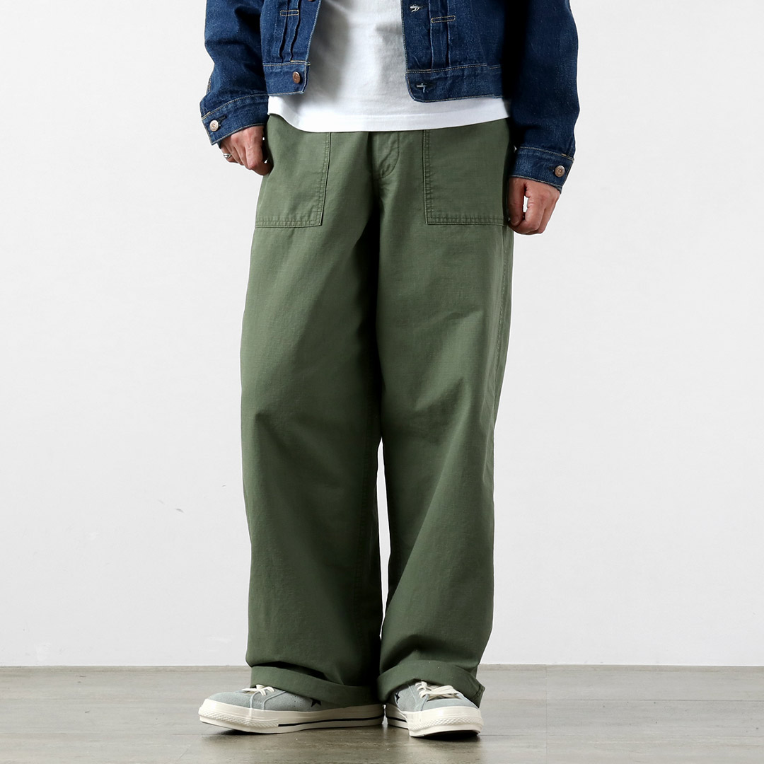 Blue refabric（ブルーリファブリック） ワイドベイカーパンツ リップストップ 日本製 / メンズ ベーカーパンツファティーグパンツ 硫化染め |  | 01