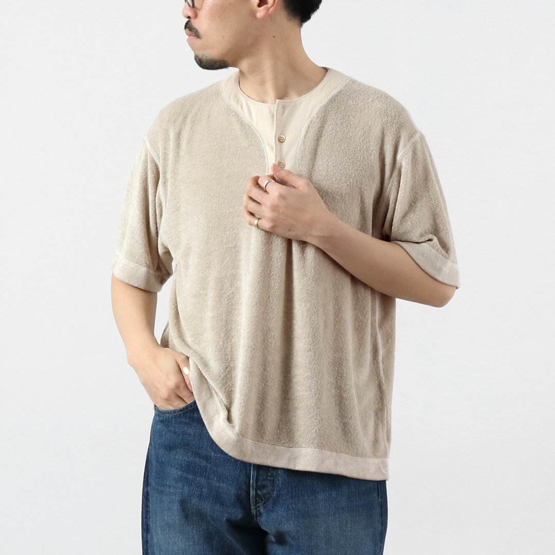 KEMA DESIGNS（ケマデザインズ） リネンパイル オフセット ヘンリーネックTシャツ 日本製 / メンズ 半袖 |  | 01